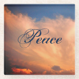 Peace Fluffy Pink Clouds Photo Evening Sky Glazen Onderzetter