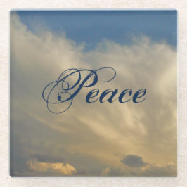 Peace Fluffy White Clouds Photo Sky Natuur Glazen Onderzetter