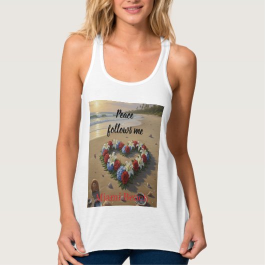 Peace Follows Me Beautiful Beach Floral T-Shirt (Voorkant)