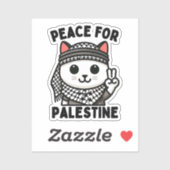 Peace for Palestine Schattige Cat Peace Sign Sticker (Vel)
