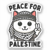 Peace for Palestine Schattige Cat Peace Sign Sticker (Voorkant)