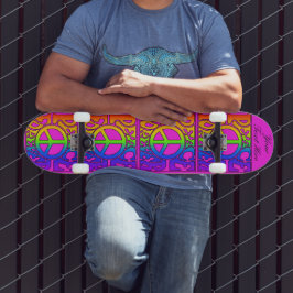 Peace Forever  Retro Rainbow Herhaal op roze Persoonlijk Skateboard