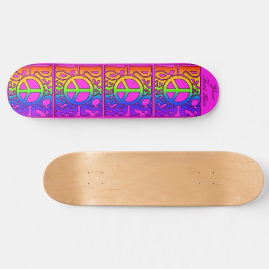 Peace Forever  Retro Rainbow Herhaal op roze Persoonlijk Skateboard (Horizontaal)