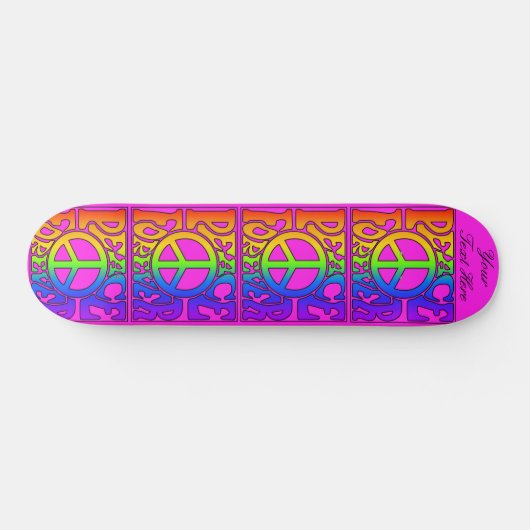 Peace Forever  Retro Rainbow Herhaal op roze Persoonlijk Skateboard (Horizontaal)