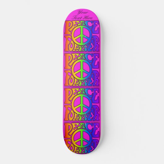 Peace Forever  Retro Rainbow Herhaal op roze Persoonlijk Skateboard (Voorkant)