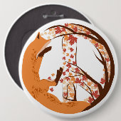 Peace Fox Ronde Button 6,0 Cm (Voorkant /achterkant)