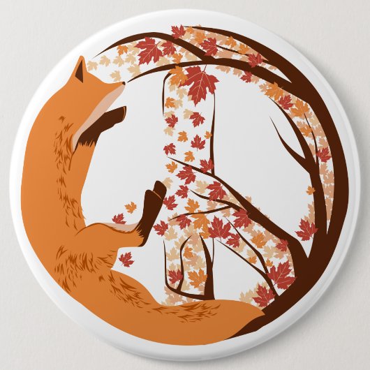 Peace Fox Ronde Button 6,0 Cm (Voorkant)