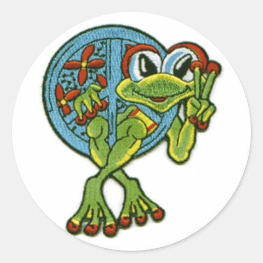 Peace Frog Ronde Sticker (Voorkant)