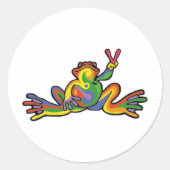 Peace Frog Ronde Sticker (Voorkant)