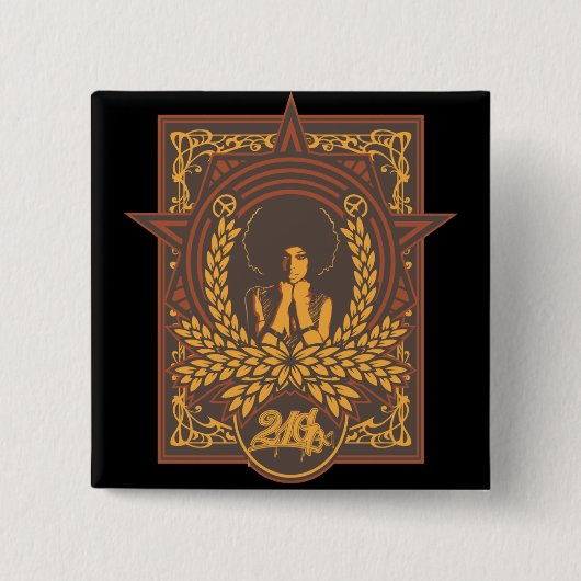 Peace Funk Afro Vierkante Button 5,1 Cm (Voorkant)