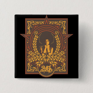 Peace Funk Afro Vierkante Button 5,1 Cm