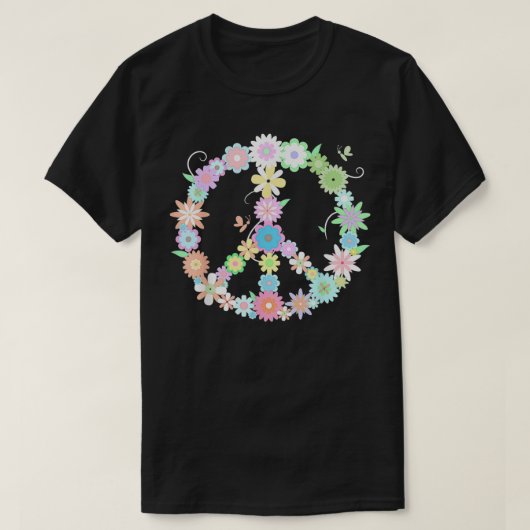 PEACE  Funny Floral Sign  Cool Statement Tee  T-shirt (Design voorkant)