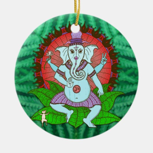 Peace Ganesh Dancing Keramisch Ornament (Voorkant)