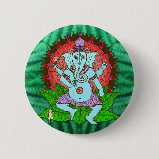 Peace Ganesh Dancing Ronde Button 5,7 Cm (Voorkant)
