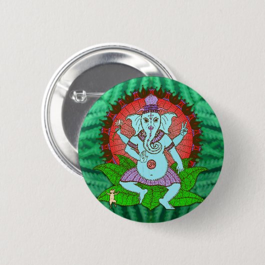 Peace Ganesh Dancing Ronde Button 5,7 Cm (Voorkant /achterkant)