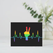 Peace Gay Heartbeat LGBT Briefkaart (Staand voorkant)