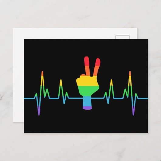 Peace Gay Heartbeat LGBT Briefkaart (Voorkant / Achterkant)