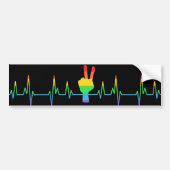 Peace Gay Heartbeat LGBT Bumpersticker (Voorkant)