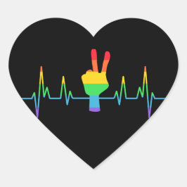 Peace Gay Heartbeat LGBT Hart Sticker