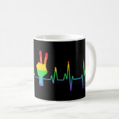 Peace Gay Heartbeat LGBT Koffiemok (Voorkant rechts)