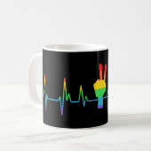Peace Gay Heartbeat LGBT Koffiemok (Voorkant links)