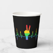Peace Gay Heartbeat LGBT Papieren Bekers (Achterkant)