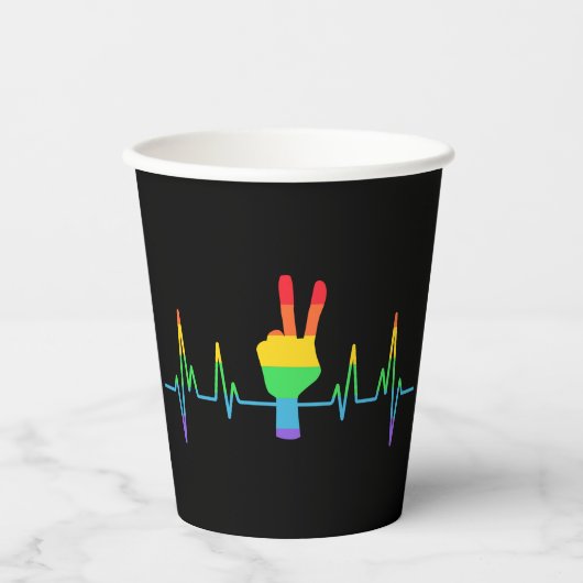 Peace Gay Heartbeat LGBT Papieren Bekers (Voorkant)