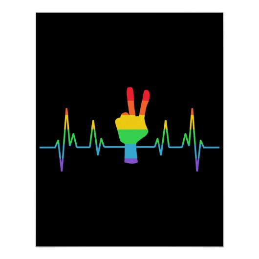 Peace Gay Heartbeat LGBT Perfect Poster (Voorkant)