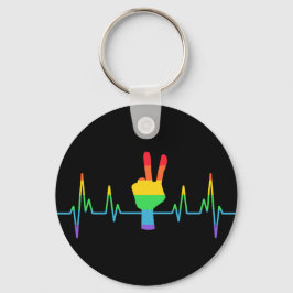 Peace Gay Heartbeat LGBT Sleutelhanger