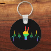 Peace Gay Heartbeat LGBT Sleutelhanger (Voorkant)