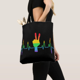 Peace Gay Heartbeat LGBT Tote Bag