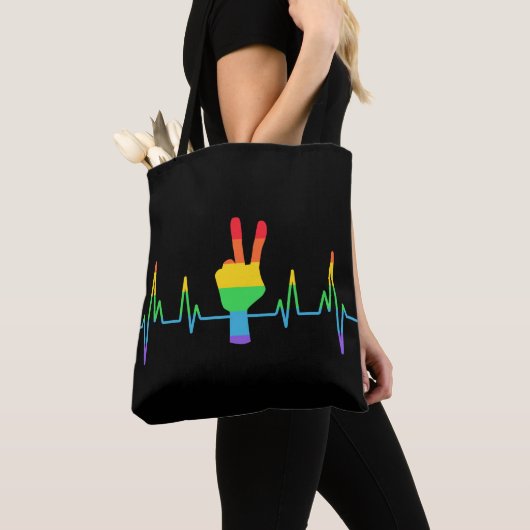 Peace Gay Heartbeat LGBT Tote Bag (Dichtbij)