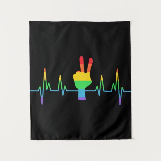 Peace Gay Heartbeat LGBT Wandkleed (Voorkant)