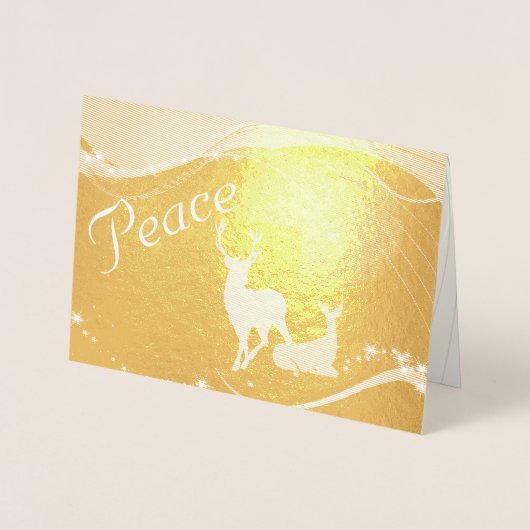 Peace Glitzy Holiday Kaart met Doe en Buck (Voorkant)