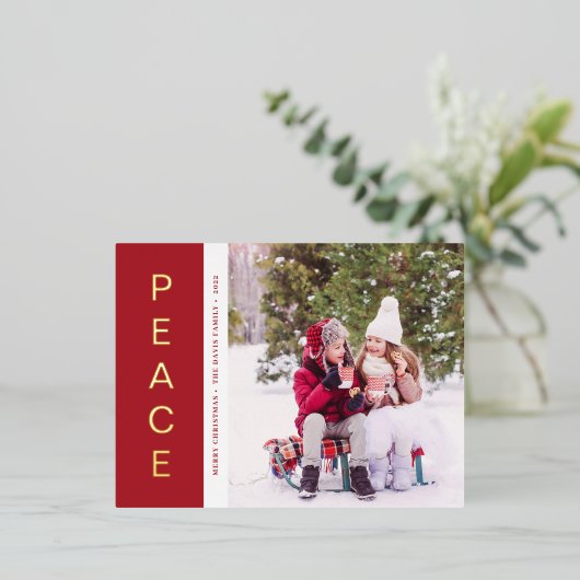 Peace Gold Foil Holiday-kaart Folie Feestdagen Briefkaart (Staand Voorkant)