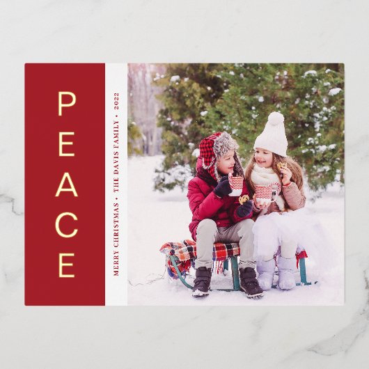 Peace Gold Foil Holiday-kaart Folie Feestdagen Briefkaart (Voorkant)