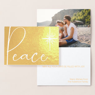 Peace Gold Foil Simple Moderne Photo-kerstkaart Folie Kaarten