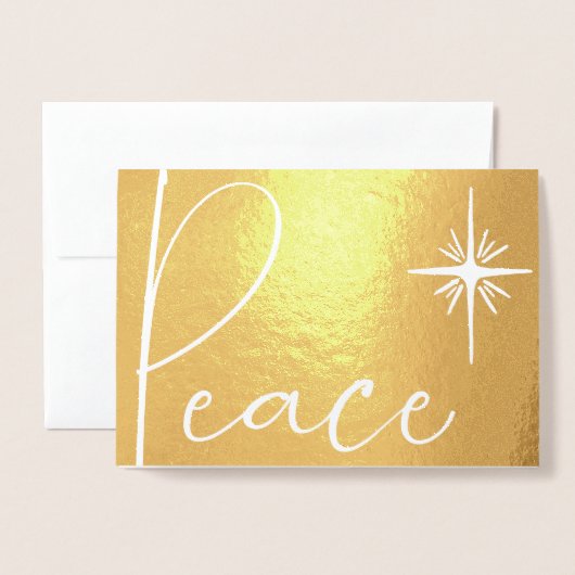 Peace Gold Foil Simple Moderne Photo-kerstkaart Folie Kaarten (Voorkant met envelop)