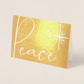 Peace Gold Foil Simple Moderne Photo-kerstkaart Folie Kaarten (Voorkant)