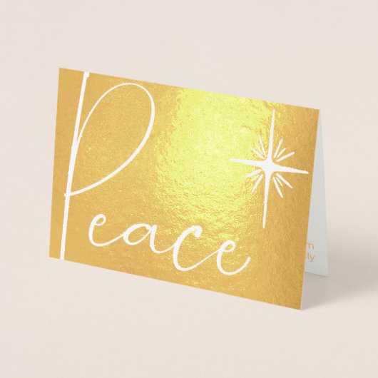 Peace Gold Foil Simple Moderne Photo-kerstkaart Folie Kaarten (Voorkant)