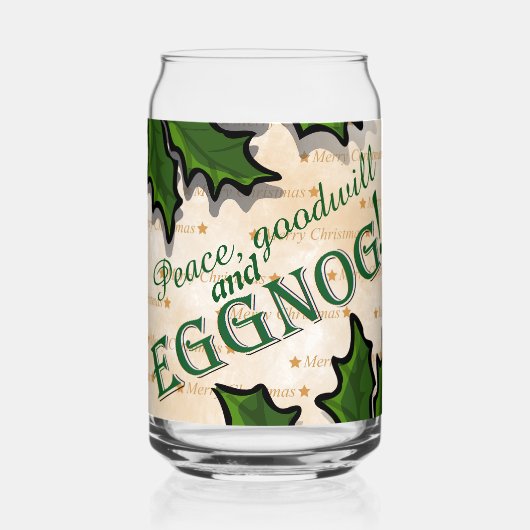 Peace, Goodwill and Eggnog Christmas Blikvorm Glas (Voorkant)