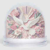 Peace & Grace – Dove and Cross Papercut Pastel Art Sneeuwbol (Voorkant)