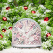 Peace & Grace – Dove and Cross Papercut Pastel Art Sneeuwbol (Kerstmis)