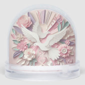 Peace & Grace – Dove and Cross Papercut Pastel Art Sneeuwbol (Achterkant)