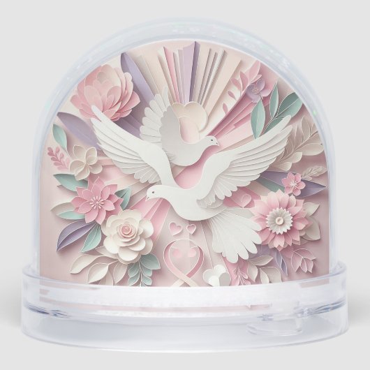Peace & Grace – Dove and Cross Papercut Pastel Art Sneeuwbol (Achterkant)