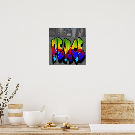 Peace Graffiti-Poster Poster (Keuken)