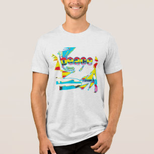 "Peace" Graphic met Geel Rood Aqua Art Design Tri-Blend Shirt
