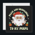 Peace Grooviness Hippie Santa Christmas Feestdagenkaart<br><div class="desc">Wens je familie en vrienden wat liefde,  vreugde,  rust en grootheid dit vakantieseizoen met deze leuke hippie kerstkerstkaart.</div>
