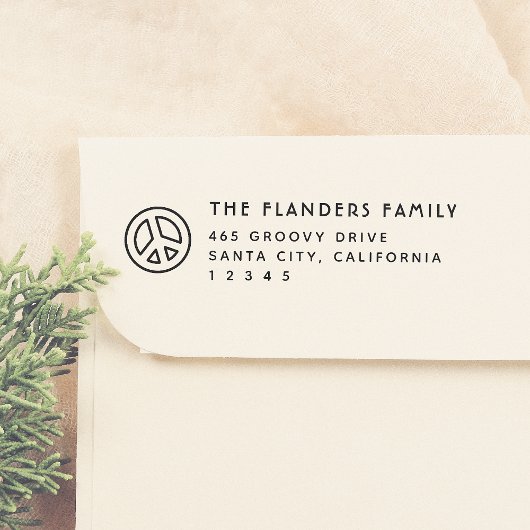 Peace Groovy Achternaam Sans-Serif Adres Rubberstempel