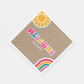 Peace Groovy Bruin Heet Roze Baby shower Hippie Servet (Hoek)